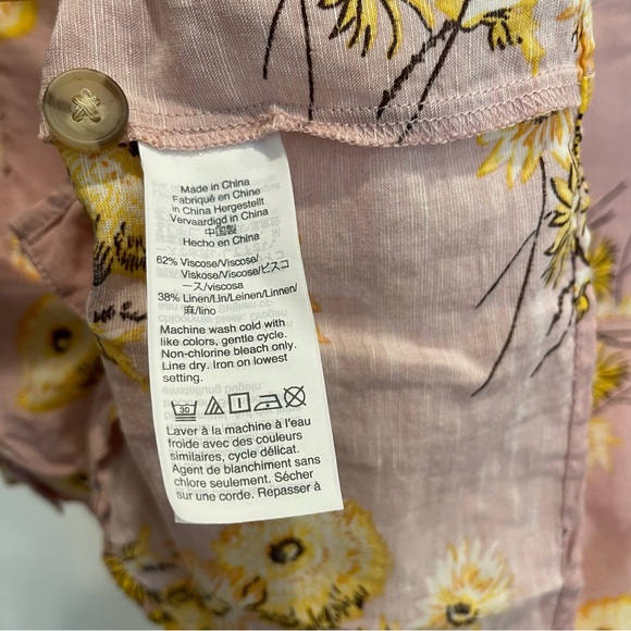 Madewell button front blouse pink and yellow floral dandelions - XS - Picture 6 of 10